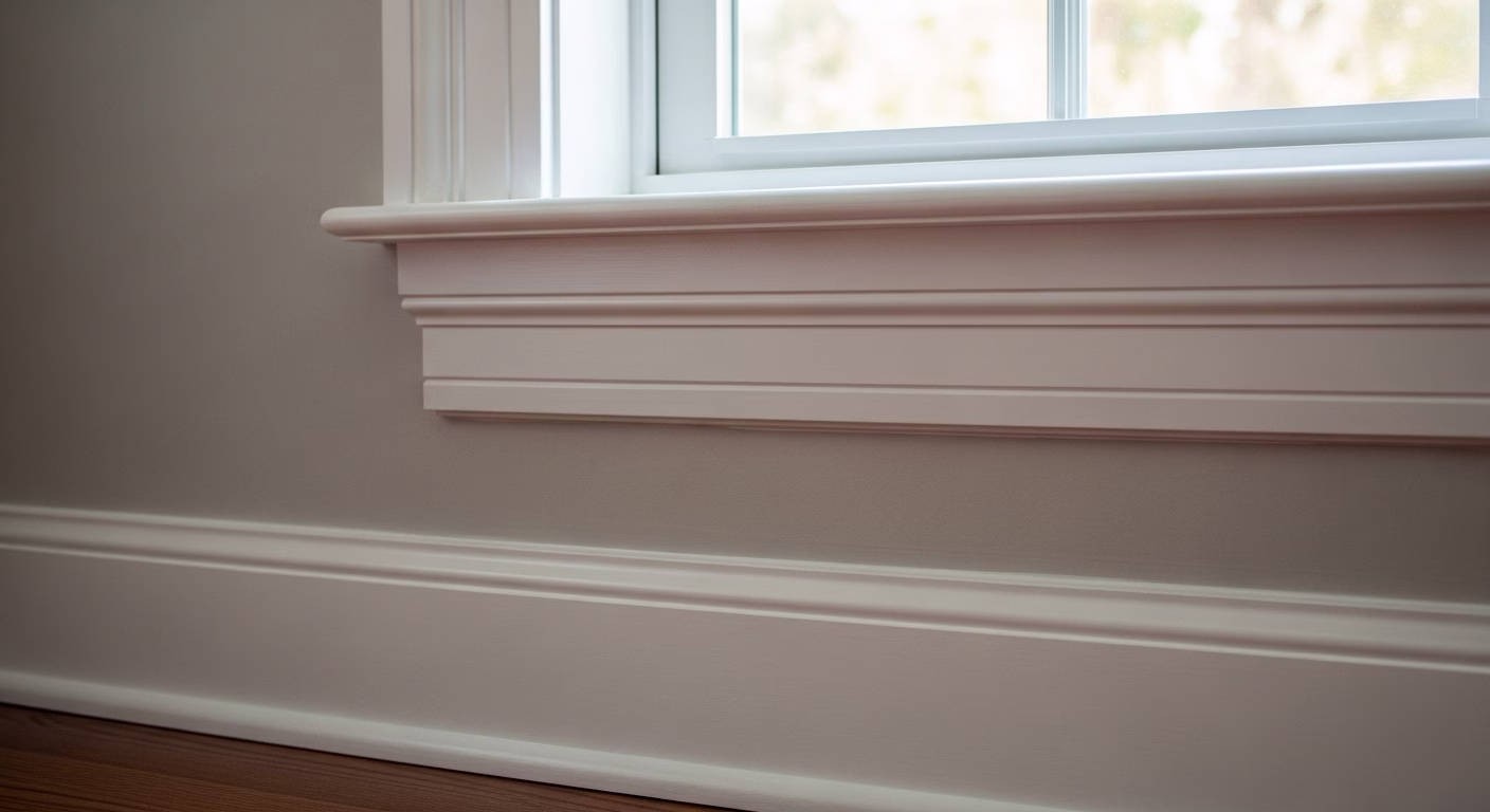 Clean painted baseboard and trim in a colonial-style home, highlighting how maintaining painted surfaces keeps interiors elegant and fresh.